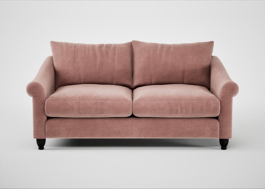 Devon 3 Seater Sofa Smart Luxe Velvet Dusky Pink / Black