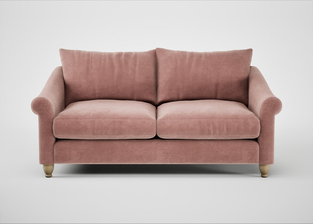Devon 3 Seater Sofa Smart Luxe Velvet Dusky Pink / Natural