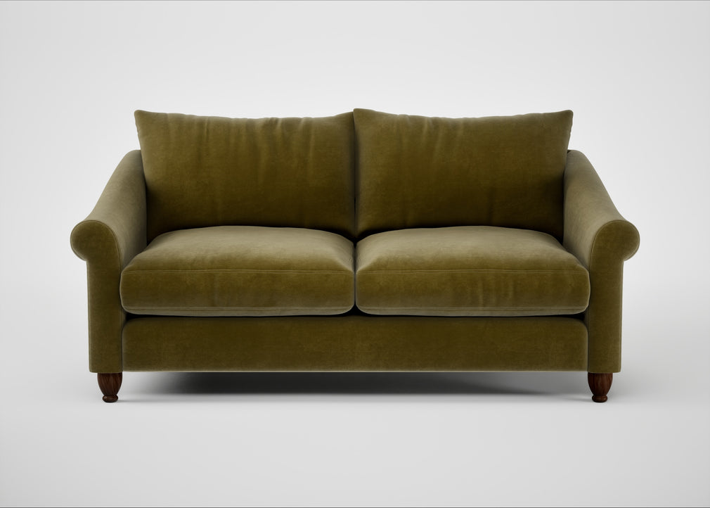 Devon 3 Seater Sofa Smart Luxe Velvet Peridot / Walnut Stained