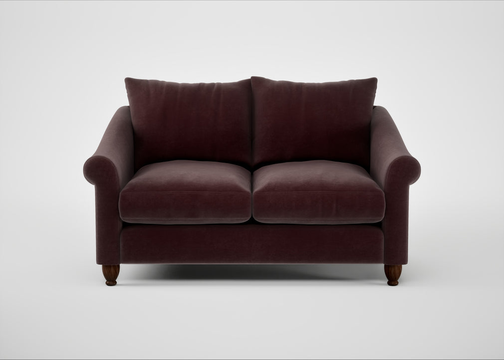 Devon 2 Seater Sofa Smart Luxe Velvet Acorn / Walnut Stained