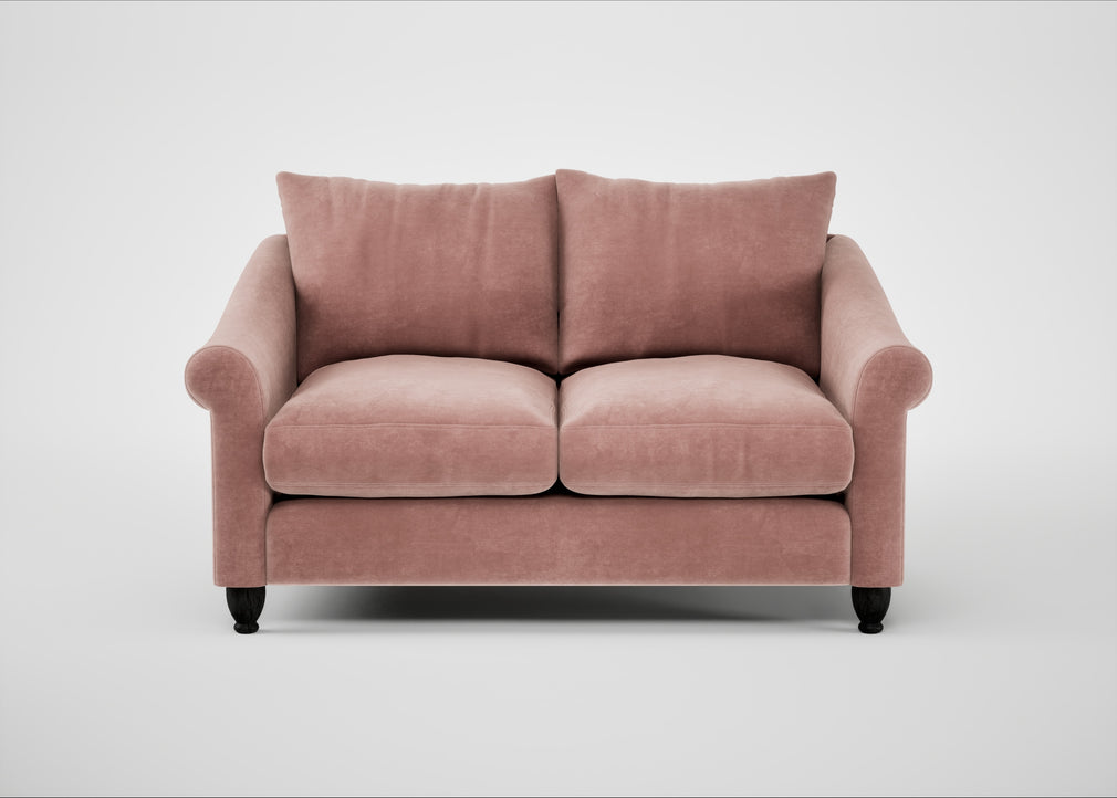 Devon 2 Seater Sofa Smart Luxe Velvet Dusky Pink / Black