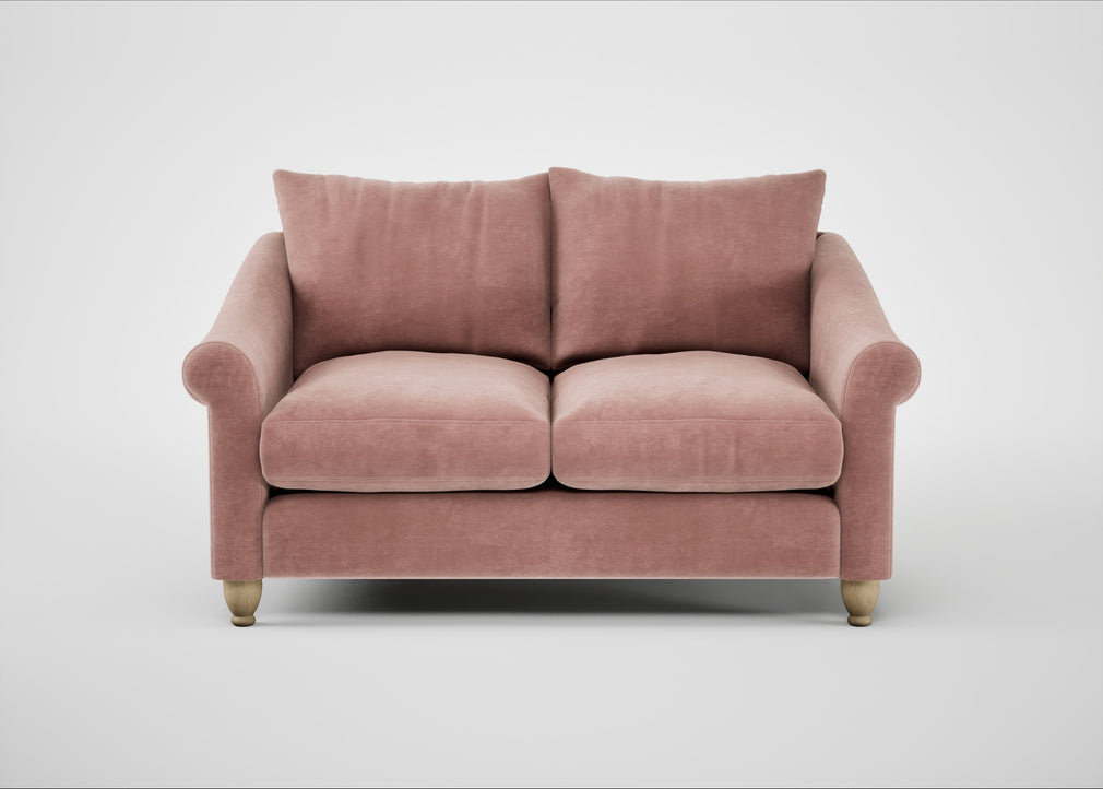 Devon 2 Seater Sofa Smart Luxe Velvet Dusky Pink / Natural