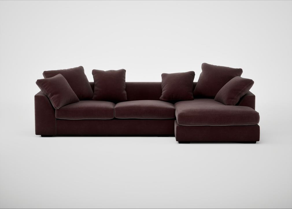 Cumulus Right Hand Facing Corner Sofa Smart Luxe Velvet Acorn