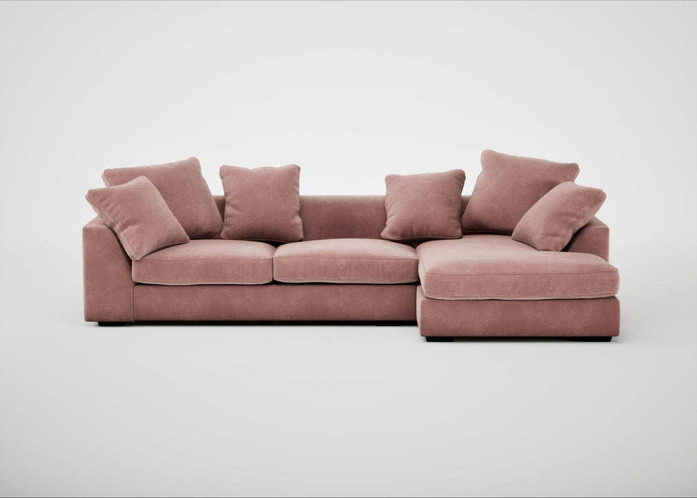 Cumulus Right Hand Facing Corner Sofa Smart Luxe Velvet Dusky Pink