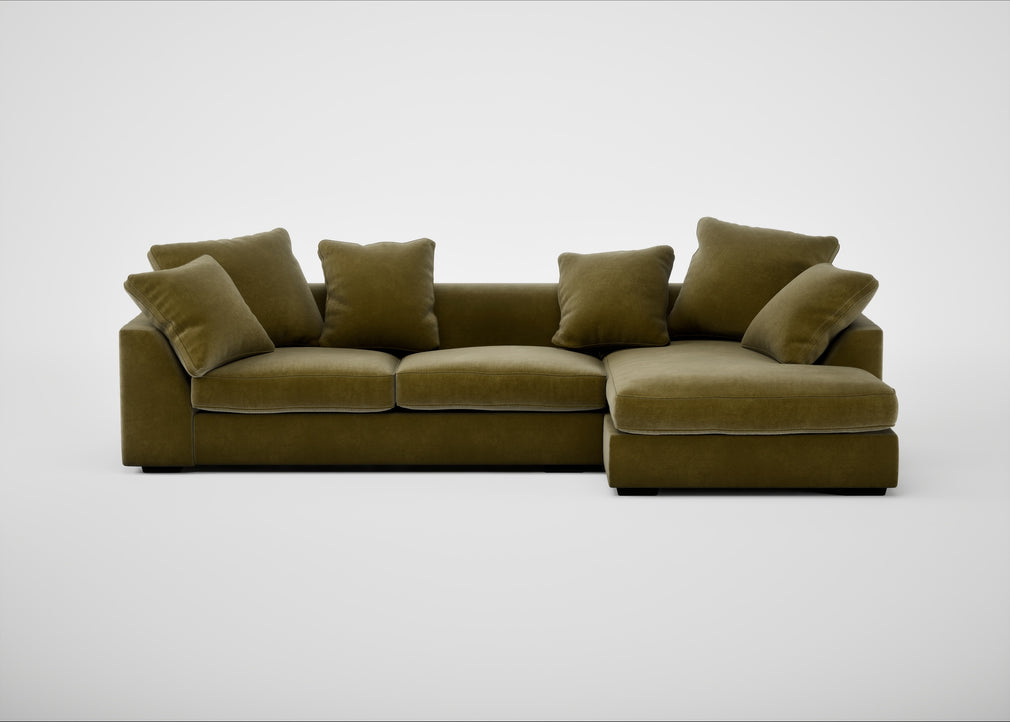 Cumulus Right Hand Facing Corner Sofa Smart Luxe Velvet Peridot