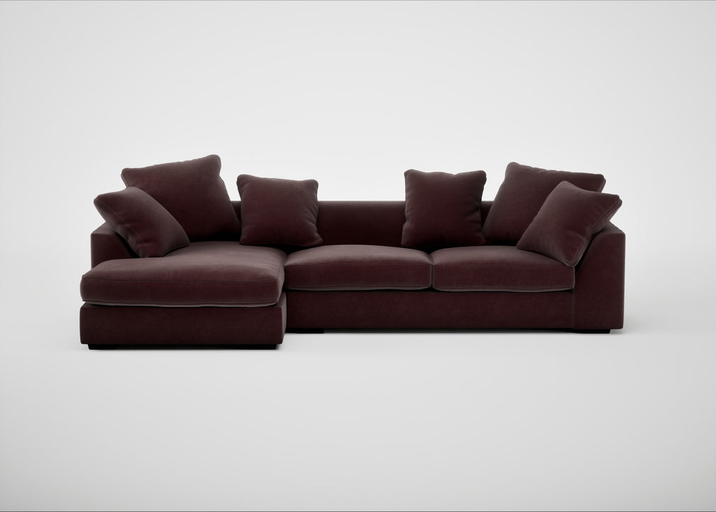 Cumulus Left Hand Facing Corner Sofa Smart Luxe Velvet Acorn