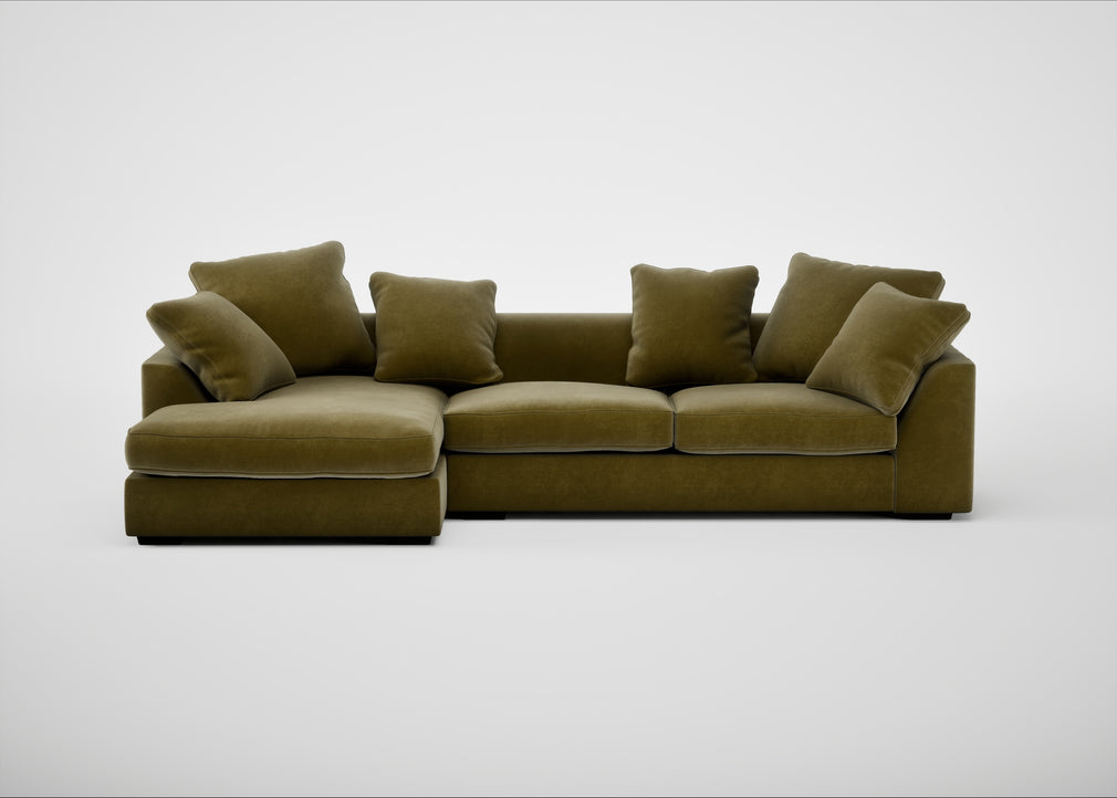 Cumulus Left Hand Facing Corner Sofa Smart Luxe Velvet Peridot