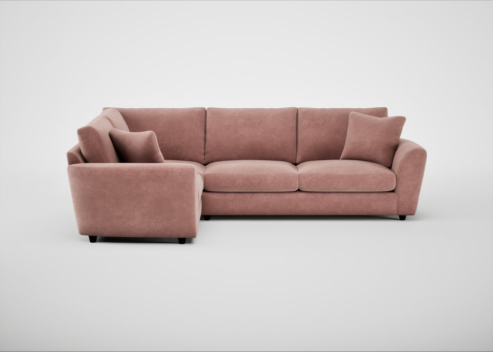 Snooze Left Hand Facing Corner Sofa Smart Luxe Velvet Dusky Pink
