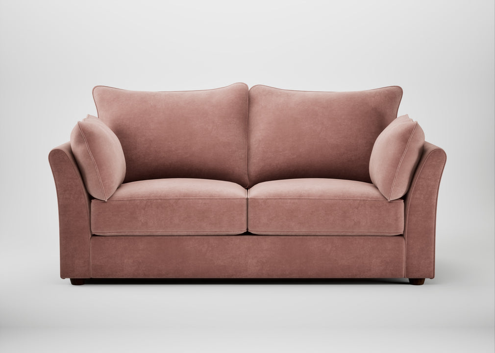 Tailor 3 Seater Sofa Smart Luxe Velvet Dusky Pink / Walnut Stained