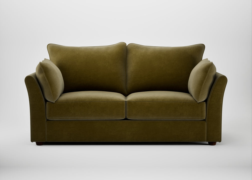 Tailor 3 Seater Sofa Smart Luxe Velvet Peridot / Walnut Stained