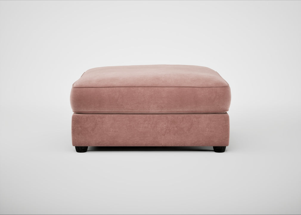 Tailor Square Footstool Smart Luxe Velvet Dusky Pink / Black