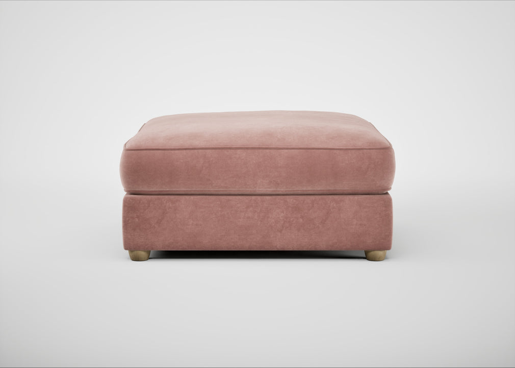 Tailor Square Footstool Smart Luxe Velvet Dusky Pink / Natural
