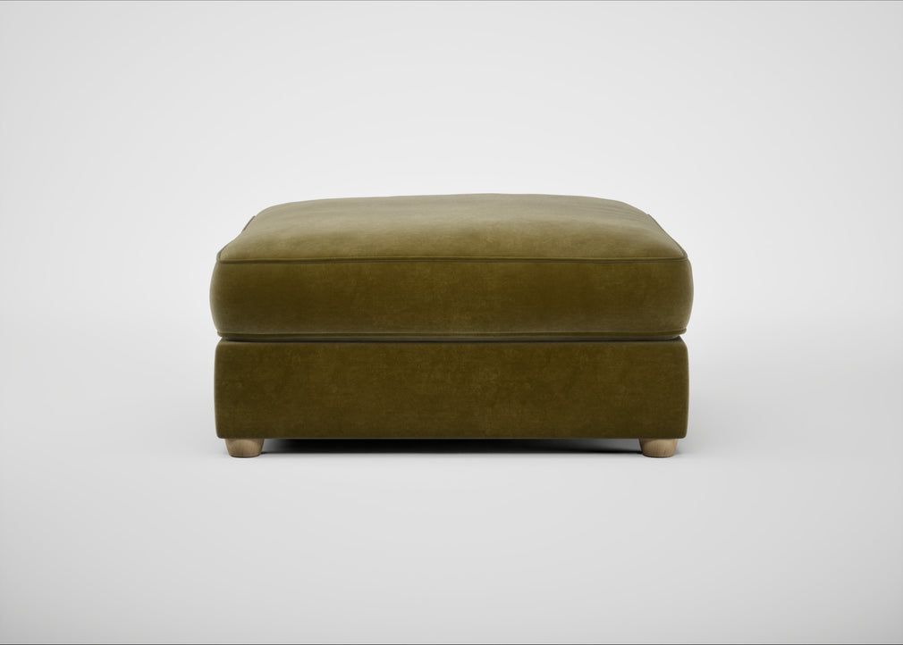 Tailor Square Footstool Smart Luxe Velvet Peridot / Natural