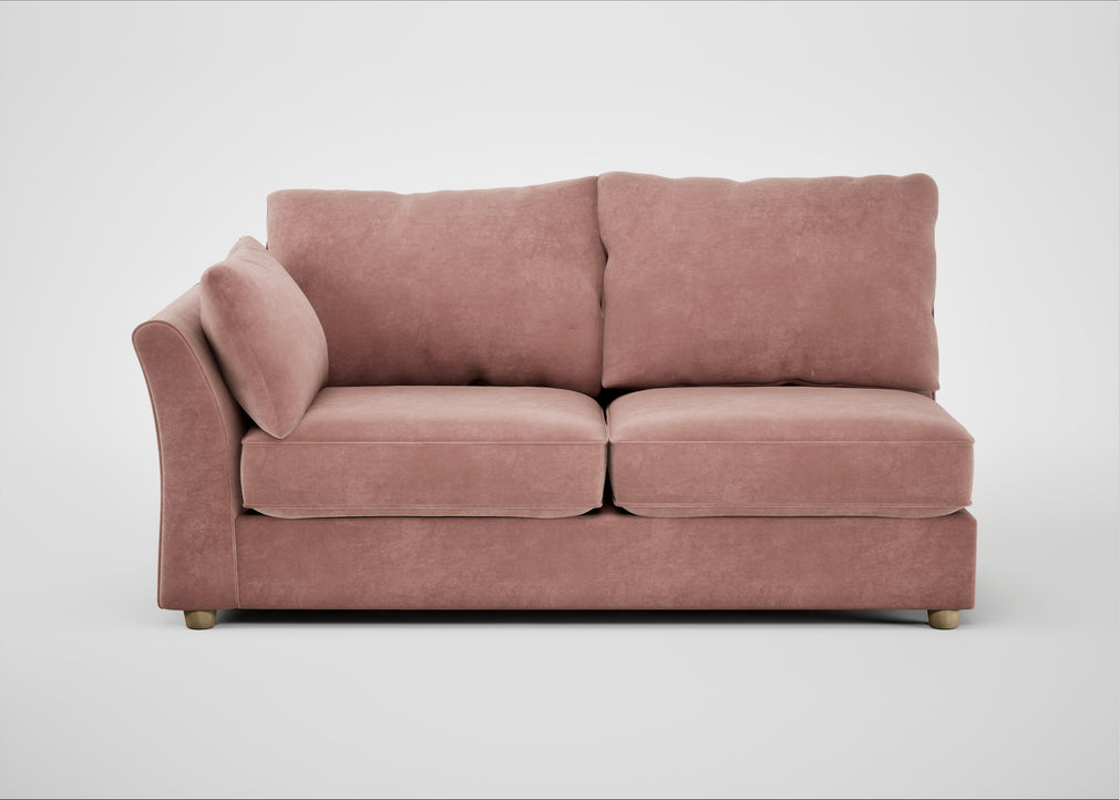 Tailor Large Left Hand Facing Corner Sofa Smart Luxe Velvet Dusky Pink / Natural