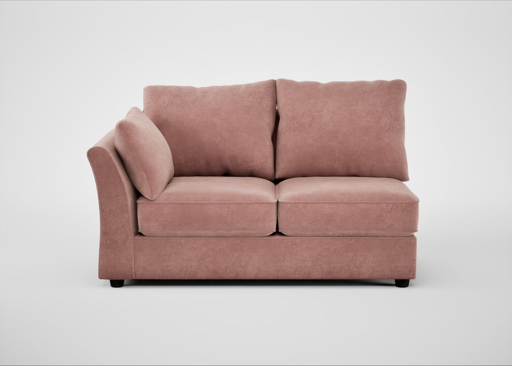 Tailor Medium Left Hand Facing Corner Unit Smart Luxe Velvet Dusky Pink / Black