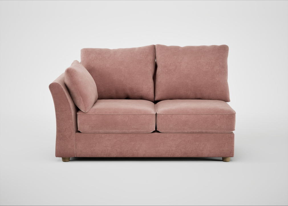 Tailor Medium Left Hand Facing Corner Unit Smart Luxe Velvet Dusky Pink / Natural