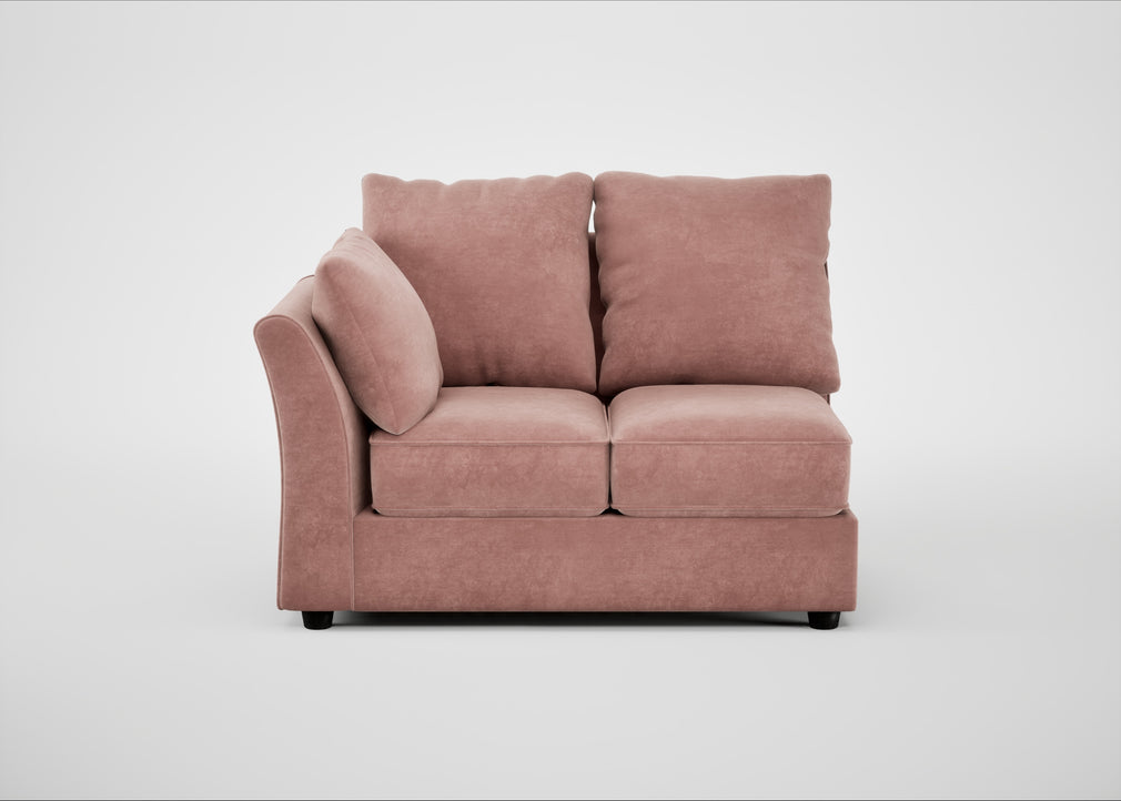 Tailor Double Left Hand Facing Corner Unit Smart Luxe Velvet Dusky Pink / Black