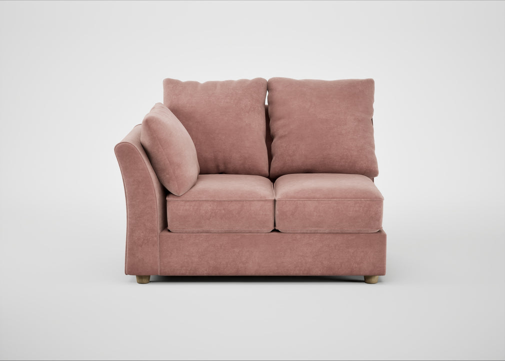 Tailor Double Left Hand Facing Corner Unit Smart Luxe Velvet Dusky Pink / Natural