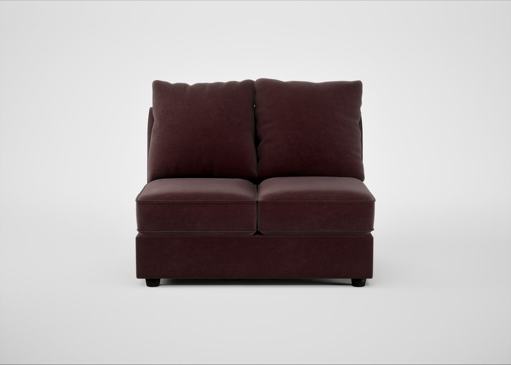 Tailor Double Armless Unit Smart Luxe Velvet Acorn / Black