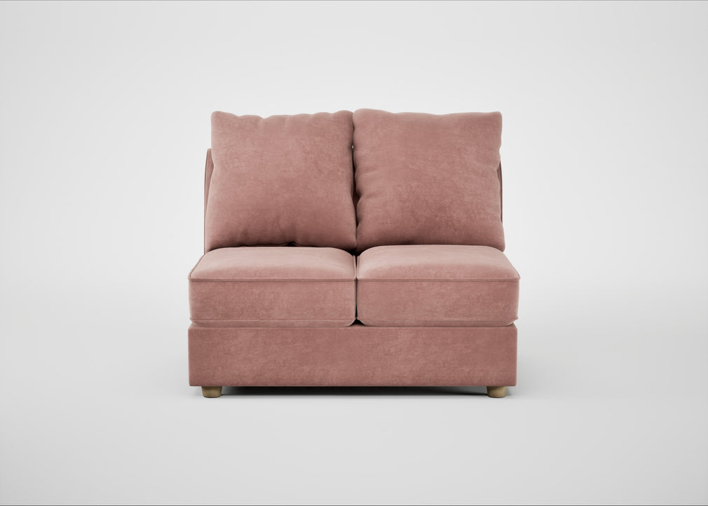 Tailor Double Armless Unit Smart Luxe Velvet Dusky Pink / Natural