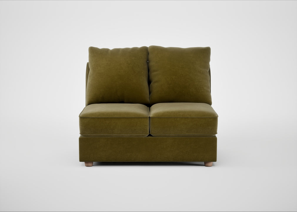 Tailor Double Armless Unit Smart Luxe Velvet Peridot / Natural