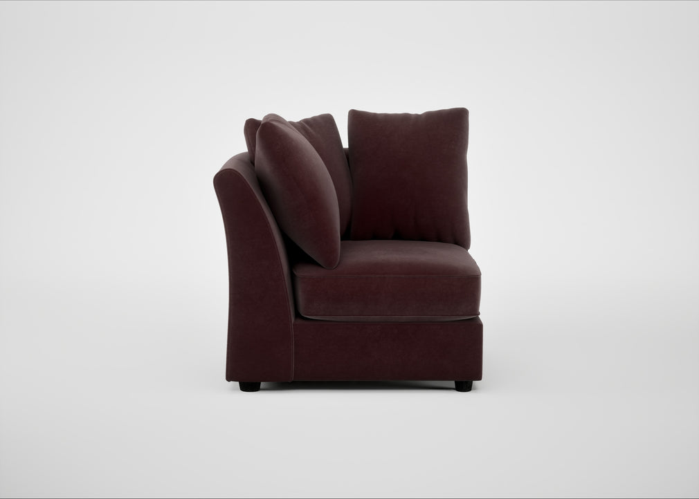 Tailor Curved Right Hand Facing Corner Unit Smart Luxe Velvet Acorn / Black
