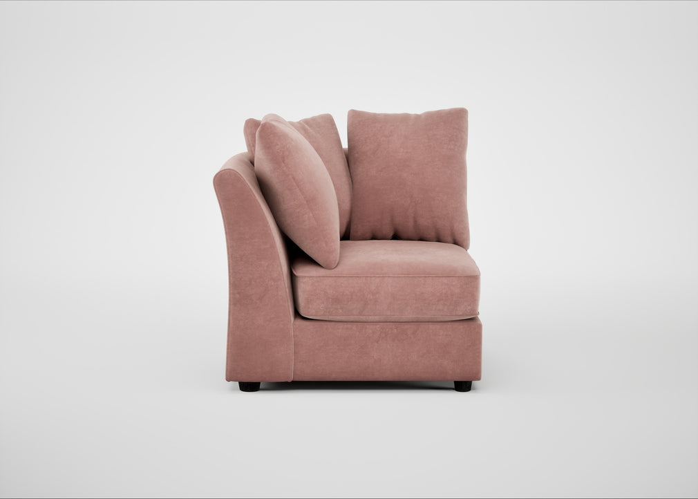 Tailor Curved Right Hand Facing Corner Unit Smart Luxe Velvet Dusky Pink / Black