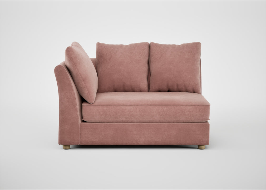 Tailor Large Curved Left Hand Facing Corner Unit Smart Luxe Velvet Dusky Pink / Natural