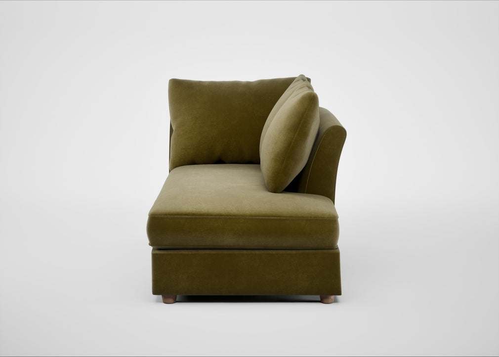 Tailor Right Hand Facing Chaise Unit Smart Luxe Velvet Peridot / Natural