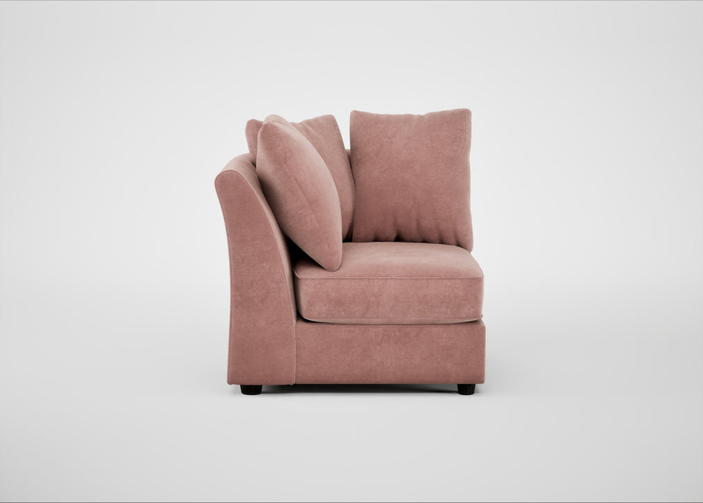 Tailor Curved Left Hand Facing Corner Unit Smart Luxe Velvet Dusky Pink / Black