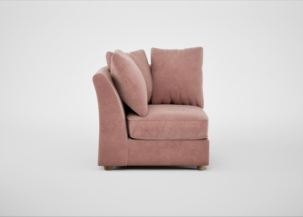 Tailor Curved Left Hand Facing Corner Unit Smart Luxe Velvet Dusky Pink / Natural