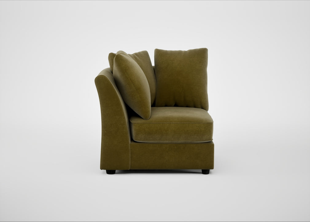 Tailor Curved Left Hand Facing Corner Unit Smart Luxe Velvet Peridot / Black