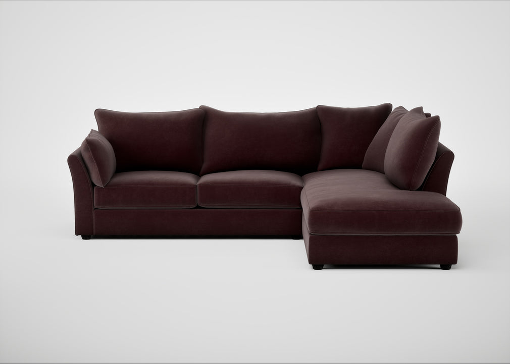 Tailor Right Hand Facing Corner Sofa Smart Luxe Velvet Acorn / Black