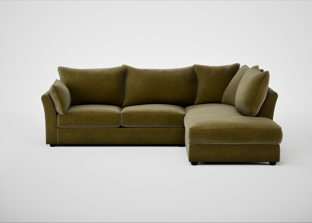 Tailor Right Hand Facing Corner Sofa Smart Luxe Velvet Peridot / Black