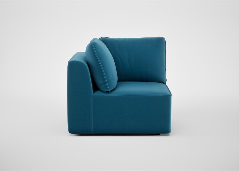 Morven Corner Unit Smart Velvet Ocean Blue
