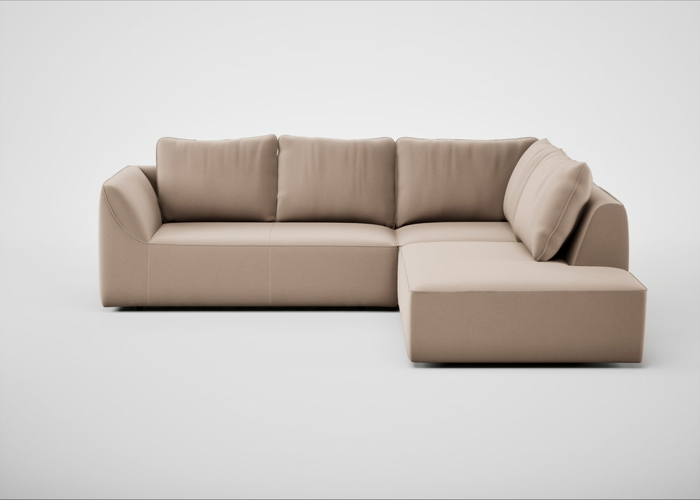 Morven Right Hand Facing Large Corner Sofa Smart Velvet Pebble