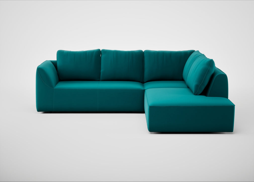 Morven Right Hand Facing Large Corner Sofa Smart Velvet Petrol