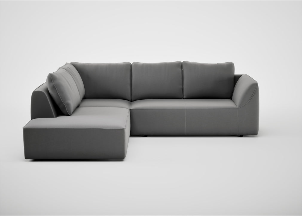 Morven Left Hand Facing Large Corner Sofa Smart Velvet Mercury
