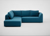 Morven Left Hand Facing Large Corner Sofa Smart Velvet Ocean Blue