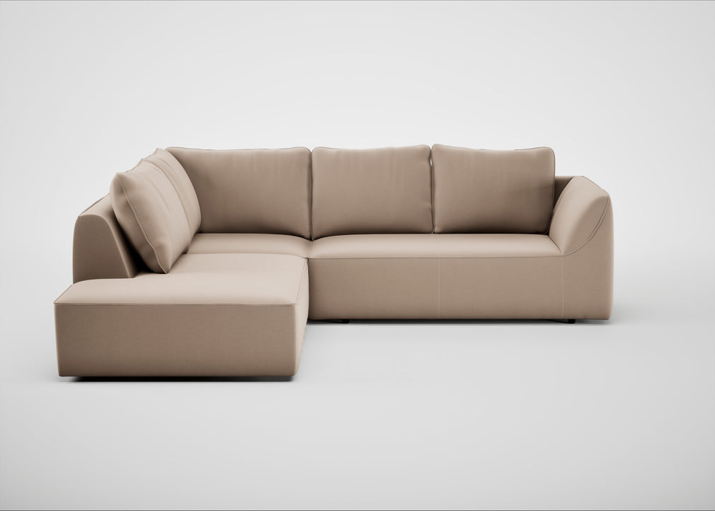 Morven Left Hand Facing Large Corner Sofa Smart Velvet Pebble