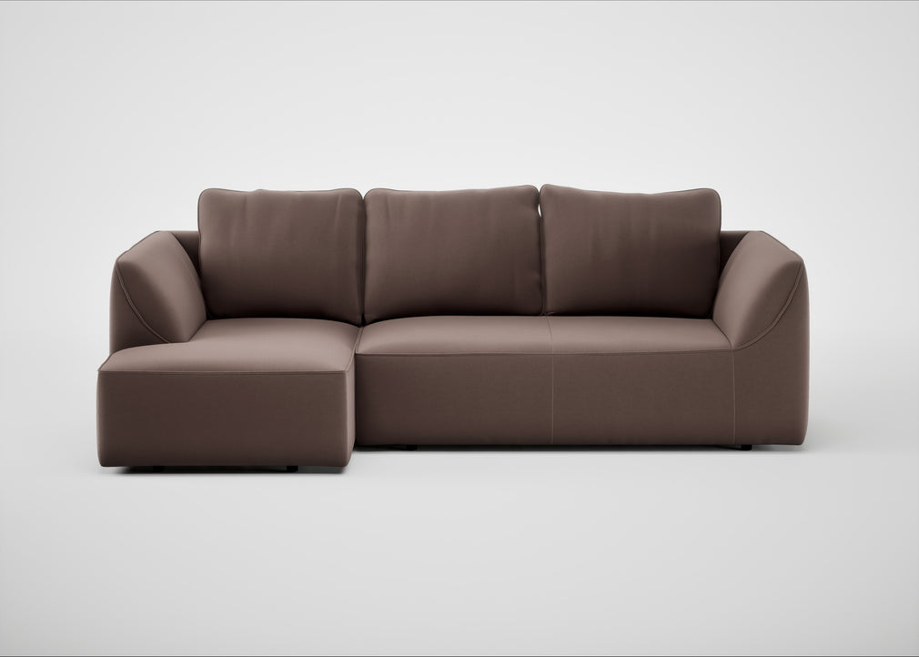Morven Left Hand Facing Corner Chaise Sofa Smart Velvet Mouse