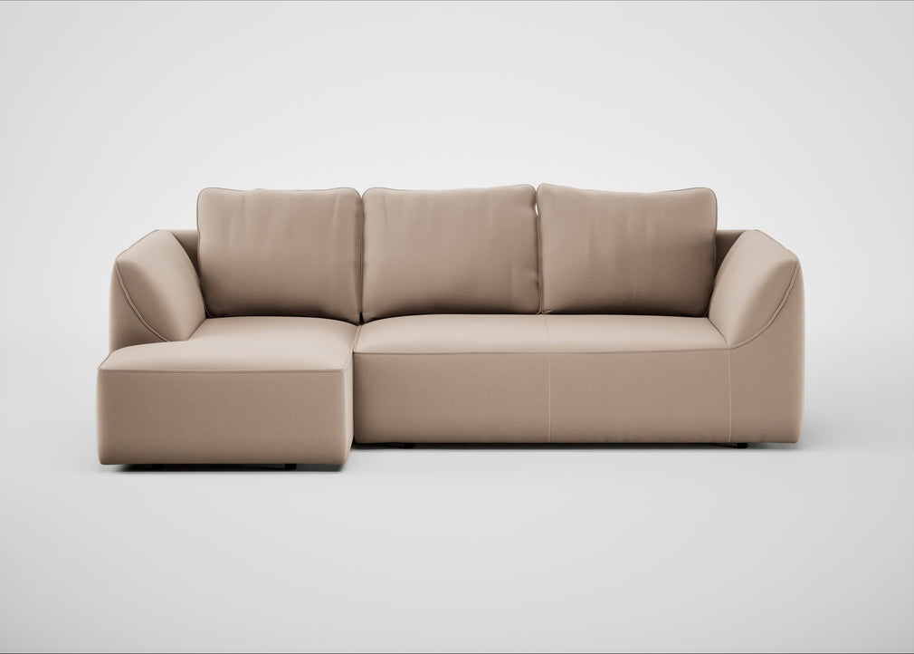 Morven Left Hand Facing Corner Chaise Sofa Smart Velvet Pebble