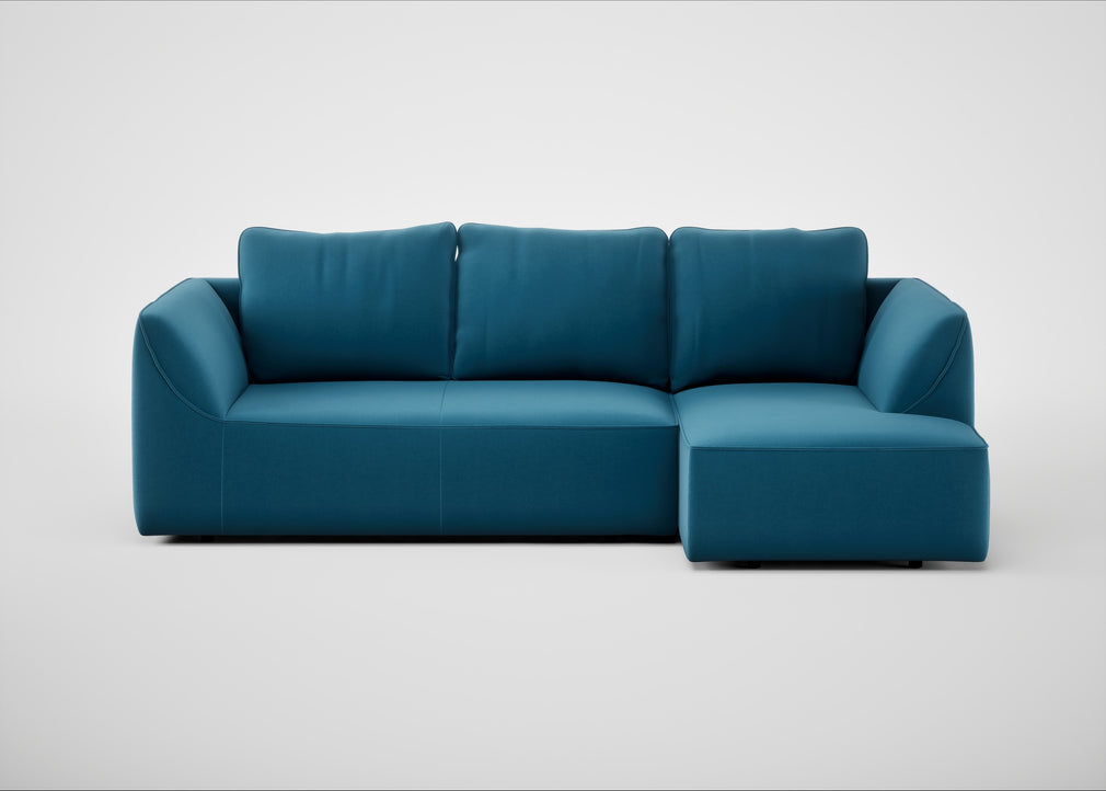 Morven Right Hand Facing Corner Chaise Sofa Smart Velvet Ocean Blue