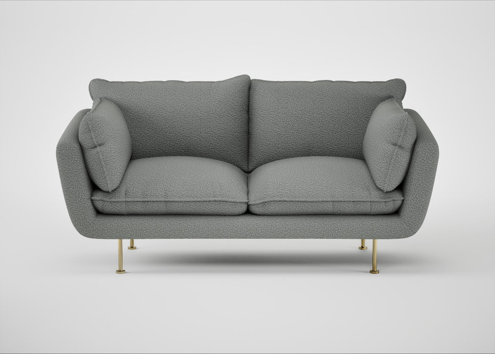 Allora 2 Seater Sofa Boucle Steel / Brass