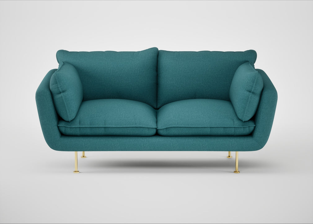 Allora 2 Seater Sofa Brushed Cotton Cadet / Brass