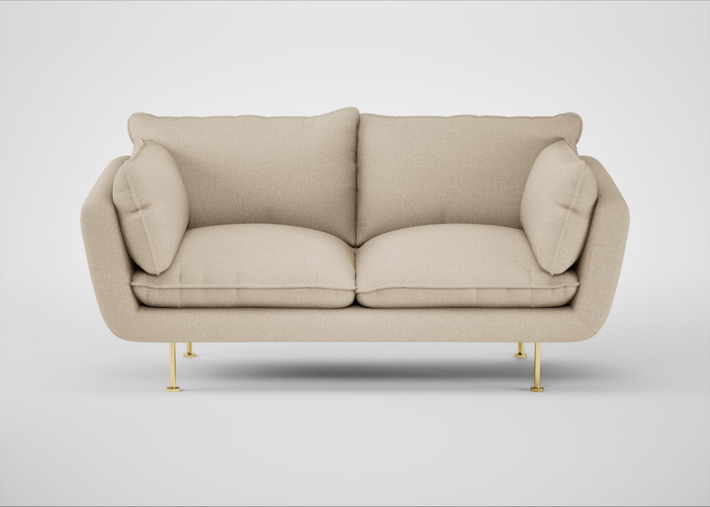 Allora 2 Seater Sofa Brushed Cotton Oat / Brass