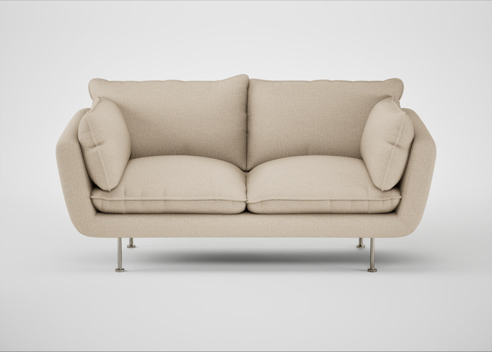 Allora 2 Seater Sofa Brushed Cotton Oat / Stainless Steel