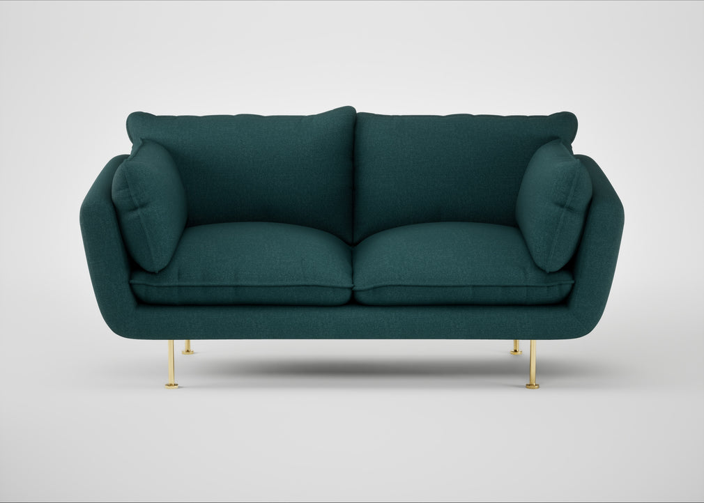 Allora 2 Seater Sofa Brushed Cotton Pine / Brass