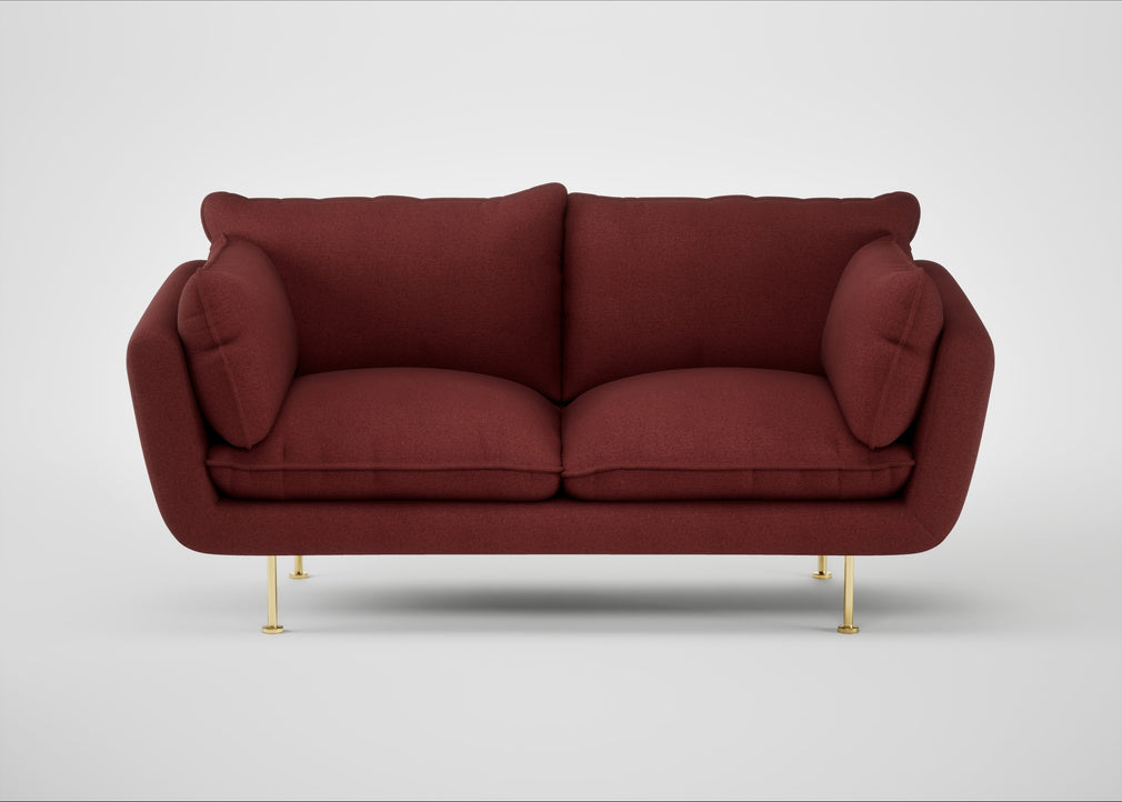 Allora 2 Seater Sofa Capelo Linen-Cotton Etruscan Red / Brass