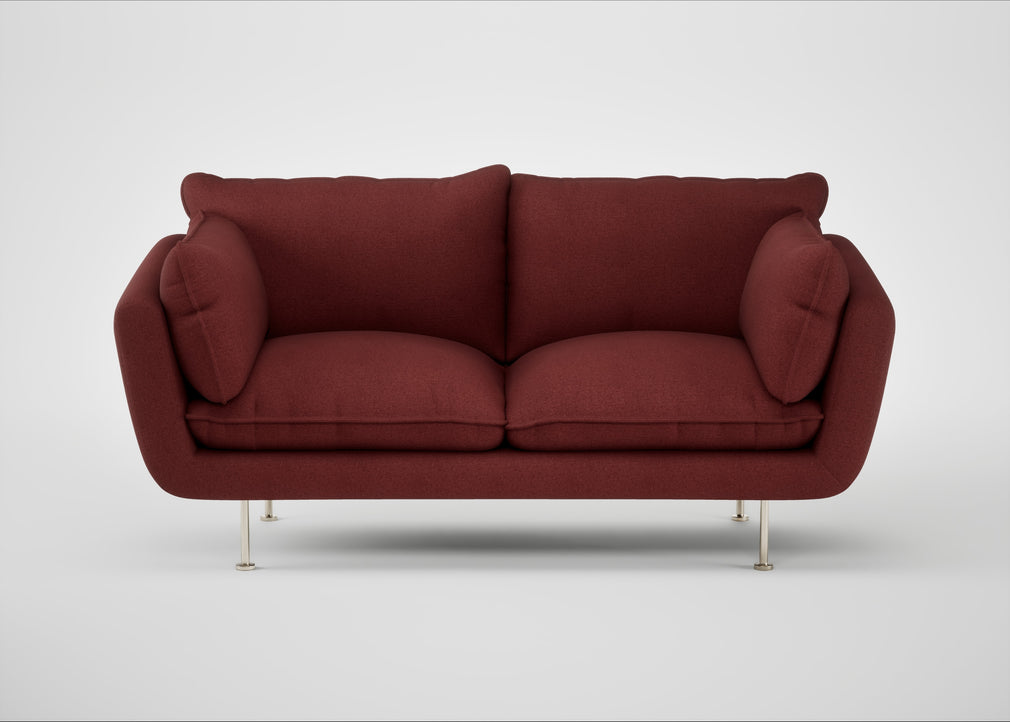 Allora 2 Seater Sofa Capelo Linen-Cotton Etruscan Red / Stainless Steel